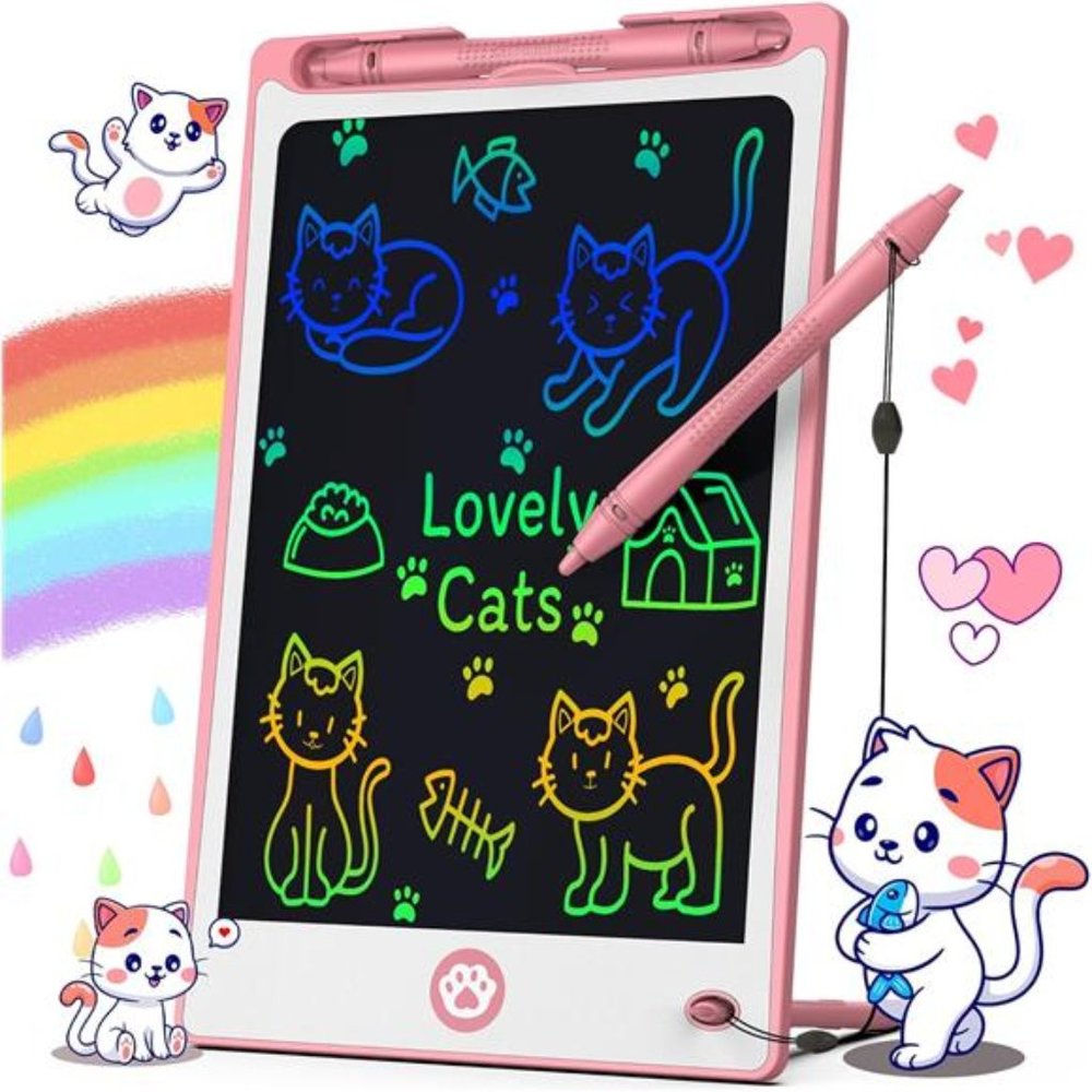 LCD Writing Tablet 8.8" Toys  Drawing Pad Magnetic Doodle Board  For Kids (Pink)